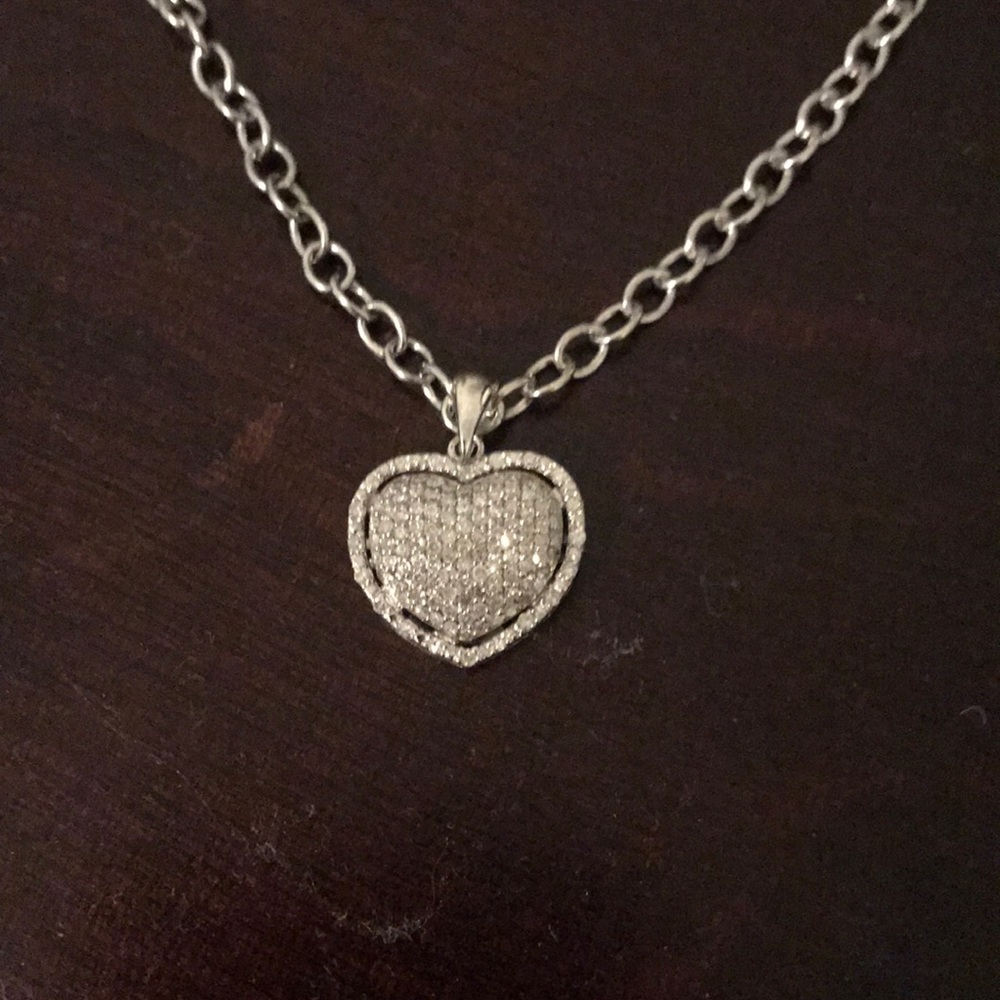 Ross Simons SS Diamond Heart Necklace